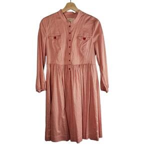 Rutzou Womens 100% Cotton Long Sleeve Red Spring/Summer Shirt Dress - Size 38